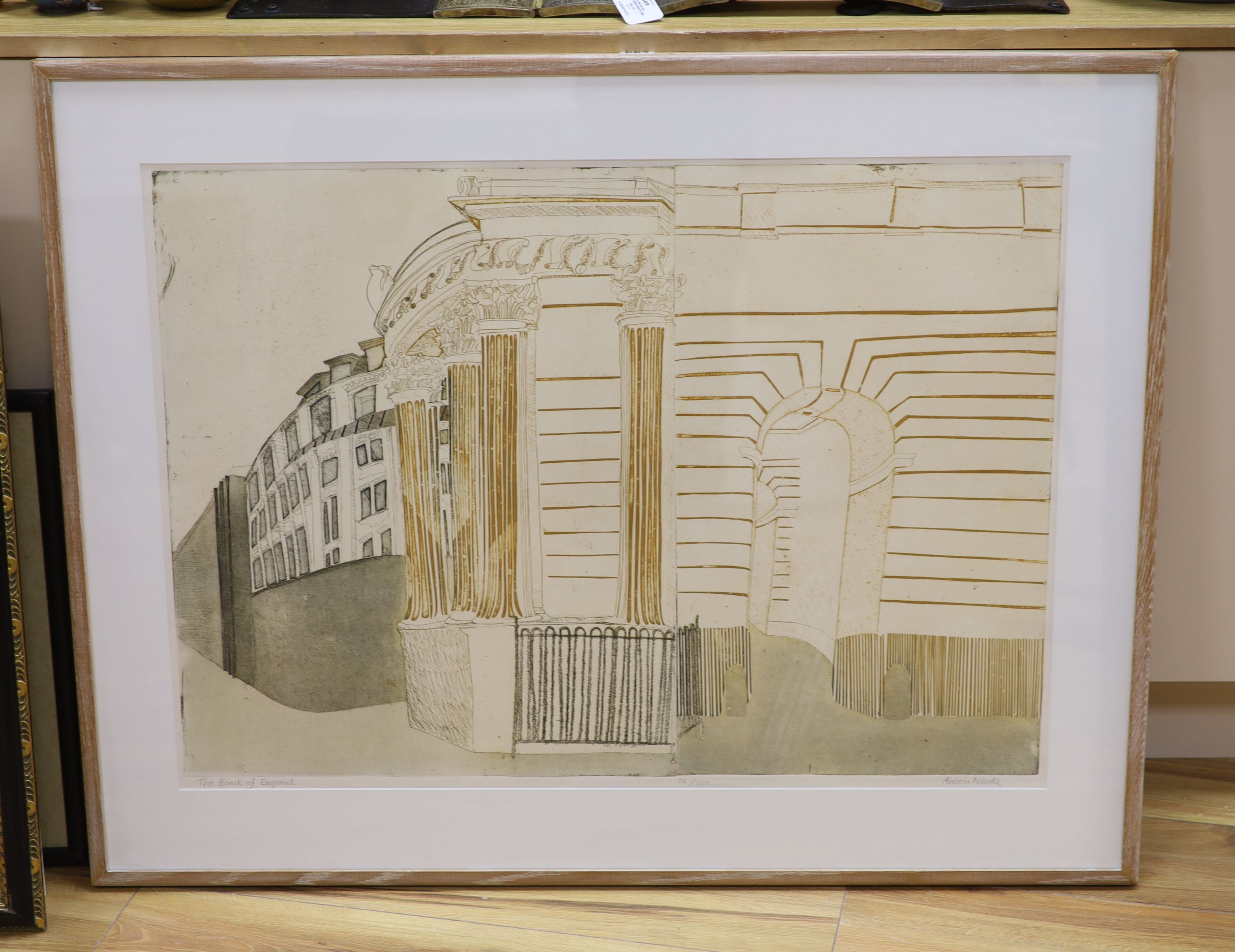 Alison Neville (1945-), etching, 'The Bank of England', signed, 74/100, 61 x 85cm